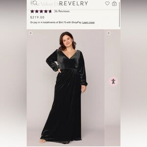 Revelry Black Velvet Long Sleeve Dress